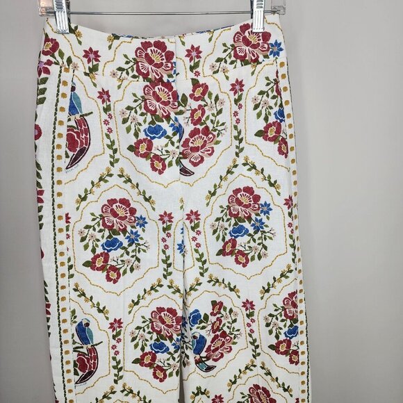NWOT Sezane X Farm Rio Tiago Crop Linen Blend Pant Romantic Garden 36/US Size 4 - Picture 7 of 15